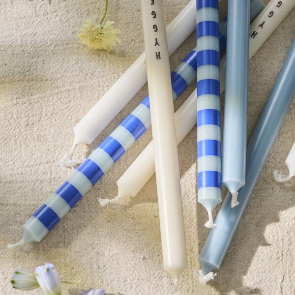 Svíčka Taper Blue Stripes 20 cm