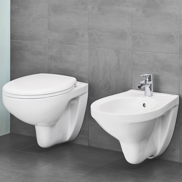 Grohe Bau Ceramic wc mísa se sedátkem s pomalým sklápěním závěsná bez splachovacího kruhu bílá 39351000