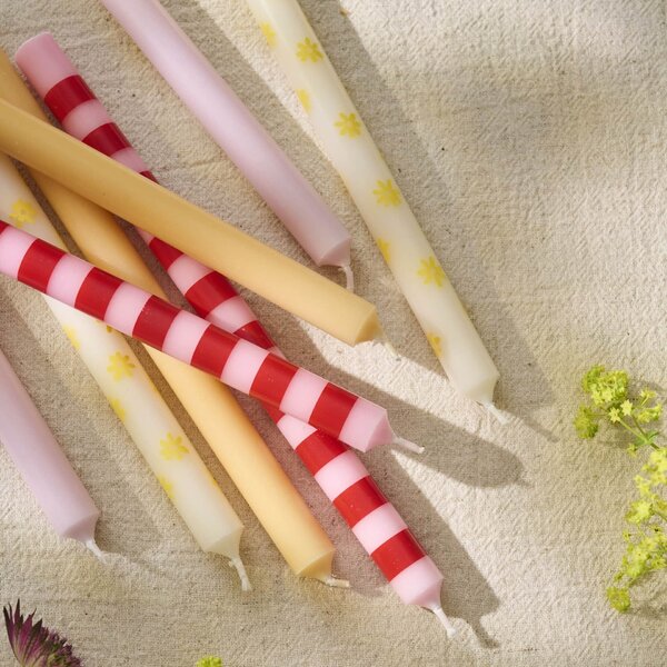 Svíčka Taper Red / Light Pink Stripes 20 cm