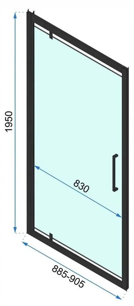 Rea Rapid Swing, 1-křídlé sprchové dveře 900x1950 mm, 6mm čiré sklo, zlatý matný profil, REA-K2502