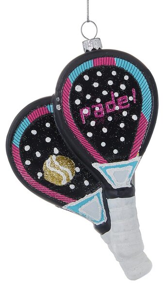 HANG ON Skleněná ozdoba rakety na padel