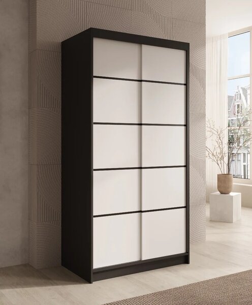 Skříň s posuvnými dveřmi 100 cm MEGLIA - bílá / černá