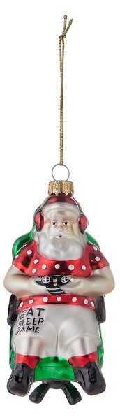 HANG ON Skleněná ozdoba Santa a videohra
