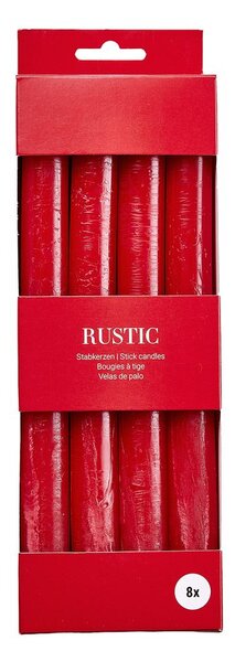 RUSTIC Sada svíček 8 ks - červená