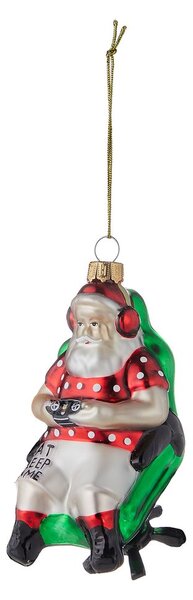 HANG ON Skleněná ozdoba Santa a videohra