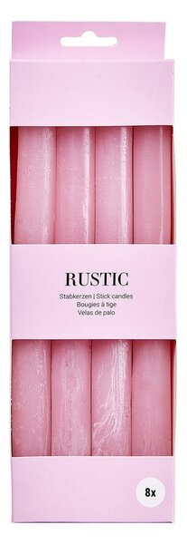 RUSTIC Sada svíček 8 ks - starorůžová