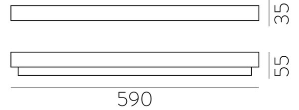 ACB Iluminacion Nástěnné LED svítidlo BOX, š. 59 cm, 10,5W,CRI90, IP44 Barva: Stříbrná, Teplota světla: 3000K - teplá bílá