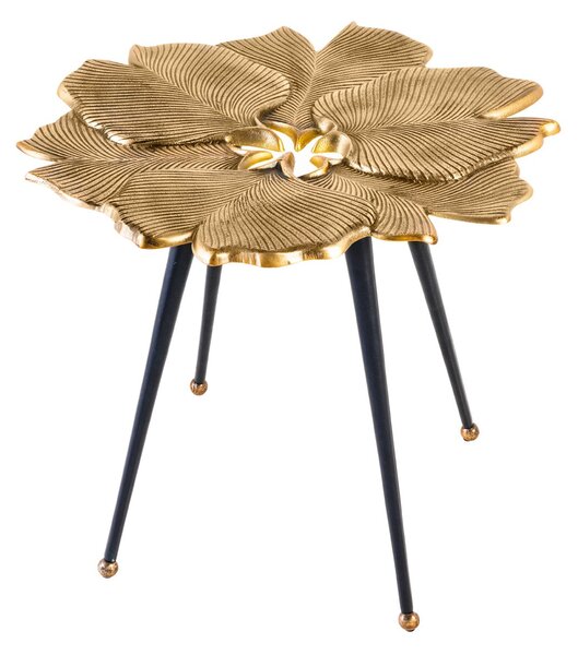 Konferenční stolek GINKGO LEAVES 55cm zlatý s černými nohami