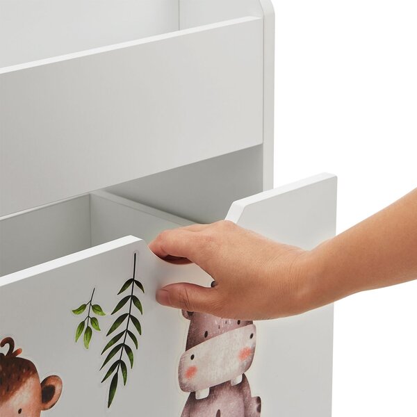 FurniGO Dětská dřevěná knihovna - bílá