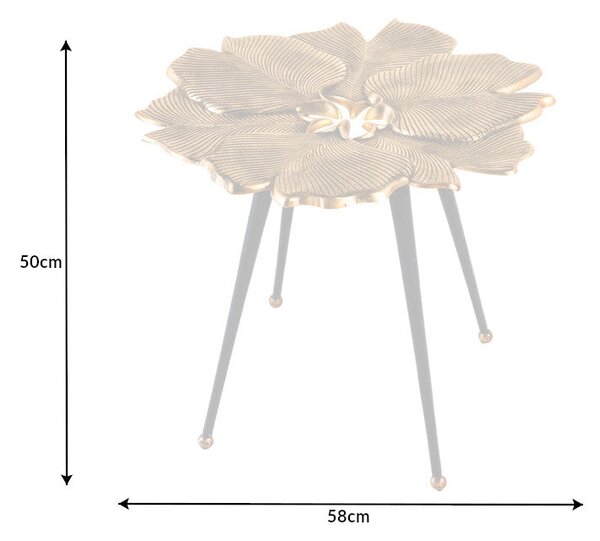 Konferenční stolek GINKGO LEAVES 55cm zlatý s černými nohami
