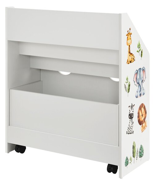 FurniGO Dětská dřevěná knihovna - bílá