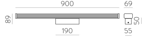 ACB Iluminacion Nástěnné LED svítidlo DUNE, š. 90 cm, 22W, CRI90, IP44, CCT switch 3000-4000K Barva: Chrom, Stmívání: ON/OFF (bez stmívání)