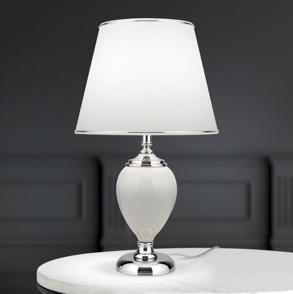 Orion LA 4-1229 - Stolní lampa OVUM 1xE27/40W/230V 48 cm keramika bílá/chrom
