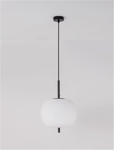 Nova Luce Závěsné svítidlo LATO černý kov a opálové sklo E27 1x12W