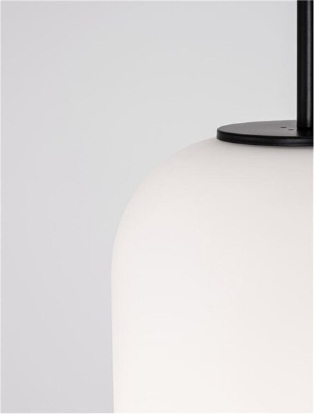 Nova Luce Závěsné svítidlo LATO černý kov a opálové sklo E27 1x12W