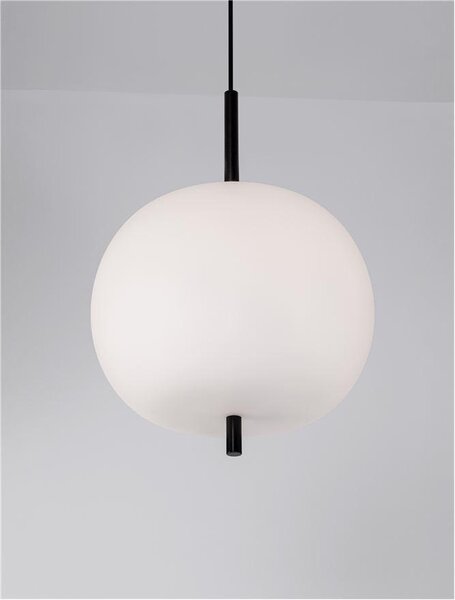 Nova Luce Závěsné svítidlo LATO černý kov a opálové sklo E27 1x12W