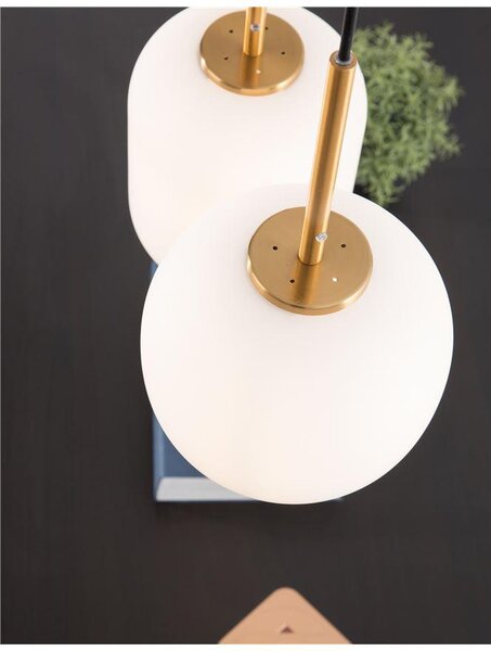 Nova Luce Závěsné svítidlo LATO opálové sklo antický mosazný kov černý kabel E14 3x5W