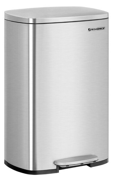 Odpadkový koš s pomalým zavíráním TIDY, 50 l, stříbrná SongmicsHome