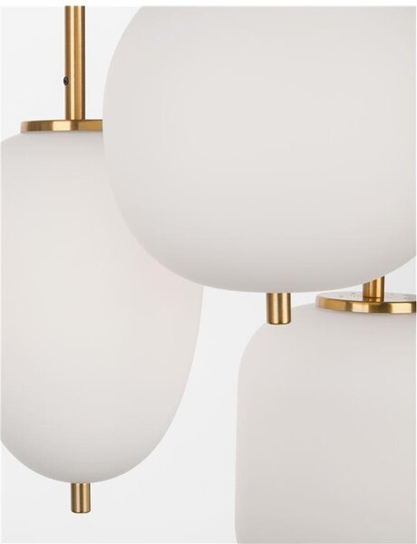 Nova Luce Závěsné svítidlo LATO opálové sklo antický mosazný kov černý kabel E14 3x5W