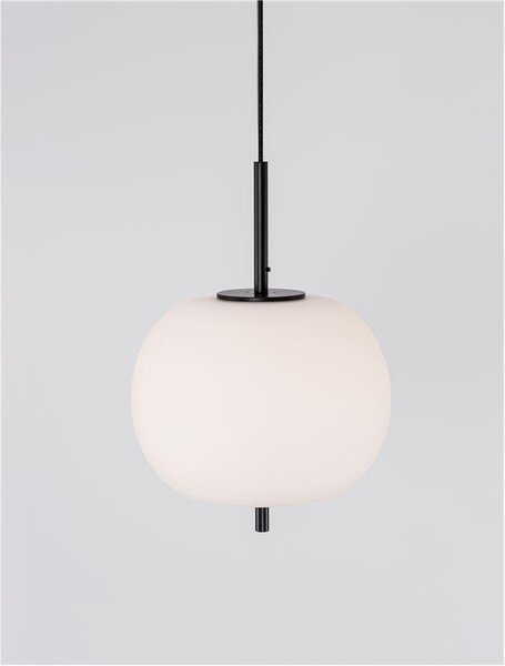 Nova Luce Závěsné svítidlo LATO černý kov a opálové sklo E27 1x12W