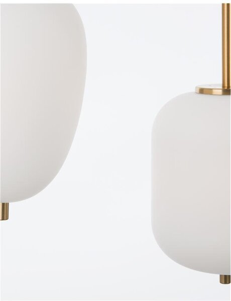 Nova Luce Závěsné svítidlo LATO opálové sklo antický mosazný kov černý kabel E14 3x5W