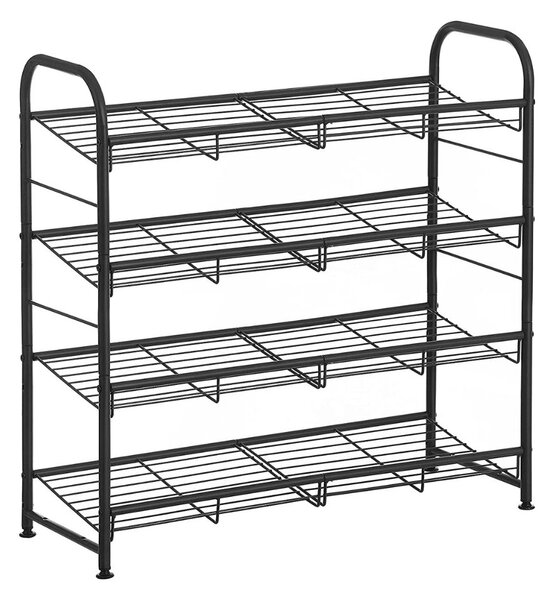 Botník IRON, 4 police, 68,5x27,5x65 cm, černá SongmicsHome