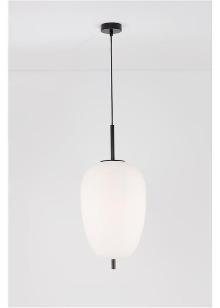 Nova Luce Závěsné svítidlo LATO černý kov a opálové sklo E27 1x12W