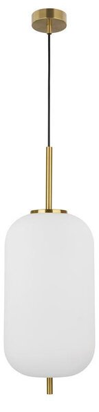 Nova Luce Závěsné svítidlo LATO opálové sklo antický mosazný kov černý kabel E27 1x12W