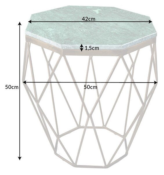 Konferenční stolek DIAMOND 50cm mramor zelená mosaz