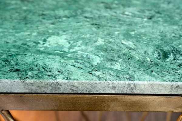 Konferenční stolek DIAMOND 50cm mramor zelená mosaz