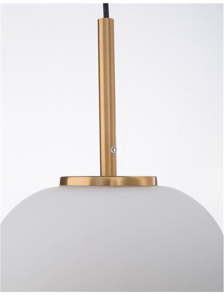 Nova Luce Závěsné svítidlo LATO opálové sklo antický mosazný kov černý kabel E27 1x12W
