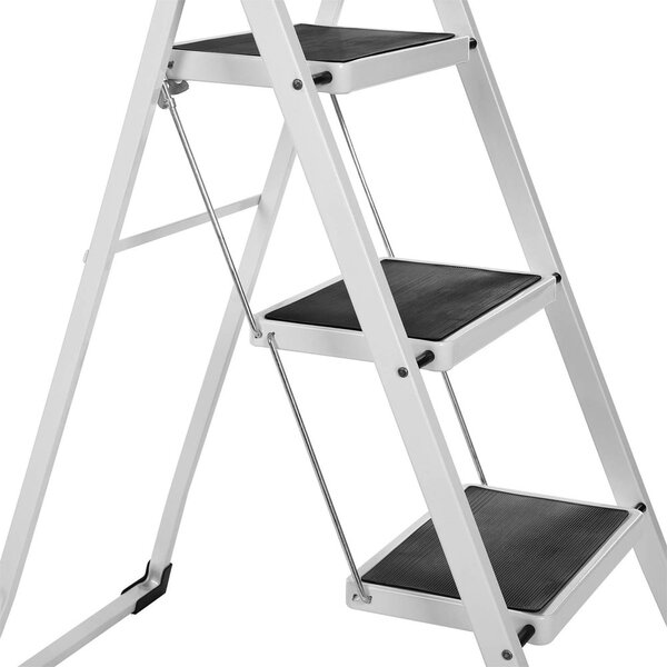 Skládací schůdky STEP, 3 stupně, max. 150 kg, bílá/černá SongmicsHome