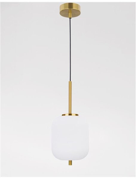 Nova Luce Závěsné svítidlo LATO opálové sklo antický mosazný kov černý kabel E14 1x5W