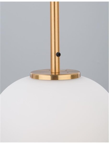 Nova Luce Závěsné svítidlo LATO opálové sklo antický mosazný kov černý kabel E27 1x12W