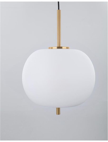 Nova Luce Závěsné svítidlo LATO opálové sklo antický mosazný kov černý kabel E27 1x12W