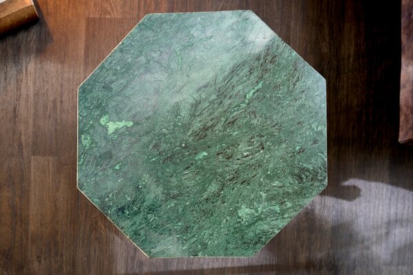 Konferenční stolek DIAMOND 50cm mramor zelená mosaz