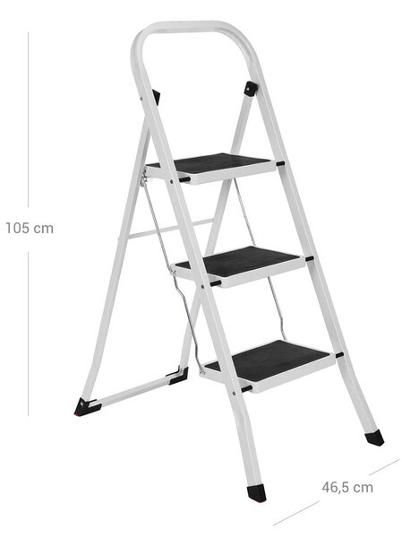 Skládací schůdky STEP, 3 stupně, max. 150 kg, bílá/černá SongmicsHome
