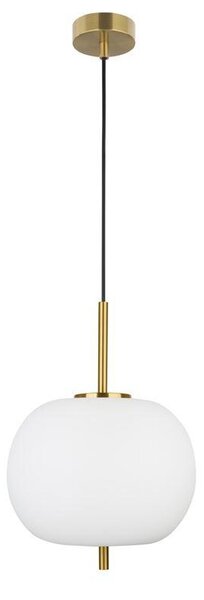 Nova Luce Závěsné svítidlo LATO opálové sklo antický mosazný kov černý kabel E27 1x12W