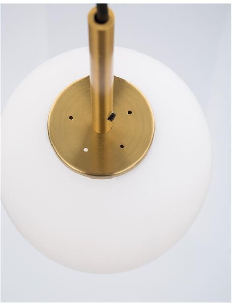 Nova Luce Závěsné svítidlo LATO opálové sklo antický mosazný kov černý kabel E14 1x5W