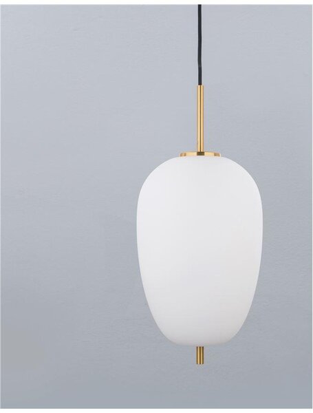 Nova Luce Závěsné svítidlo LATO opálové sklo antický mosazný kov černý kabel E27 1x12W