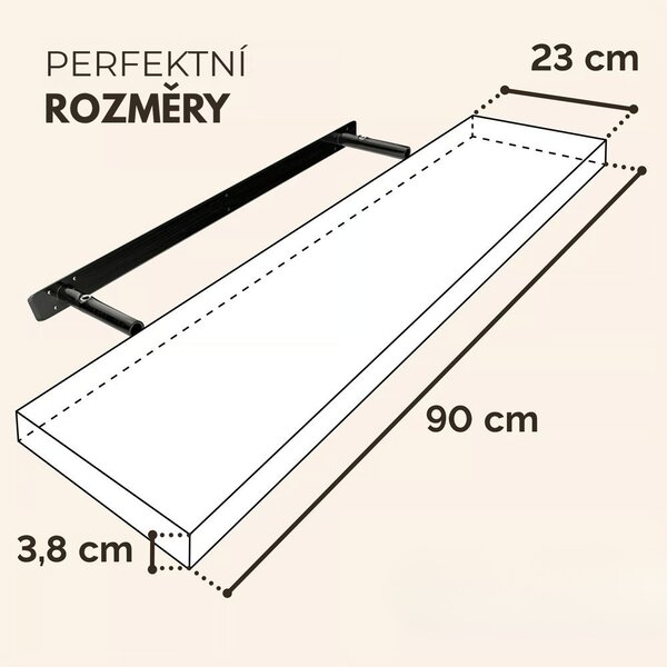 Nástěnná police FIGO + konzole, 90cm, tmavý dub Casaria