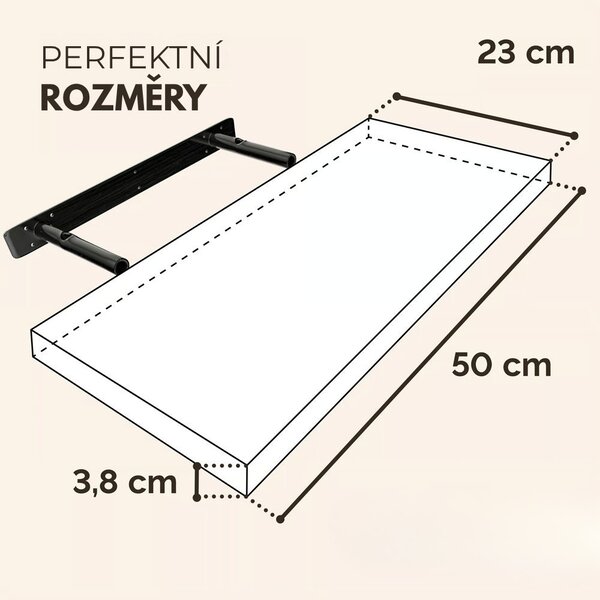 Nástěnná police FIGO + konzole, 50cm, tmavý dub Casaria