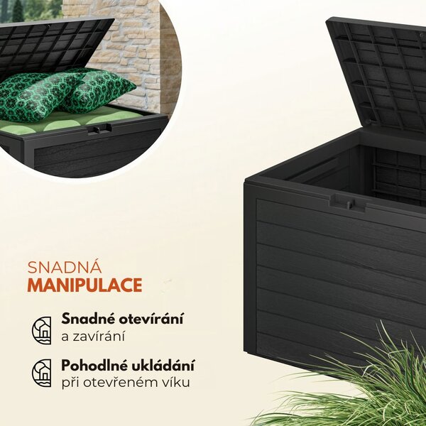 Zahradní úložný box WOODEBOX, 190L, 78x44x55cm, antracitová Prosperplast
