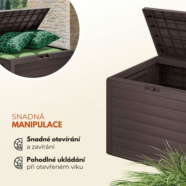Úložný box WOODEBOX, 190L, 78x44x55cm, tmavě hnědá Prosperplast
