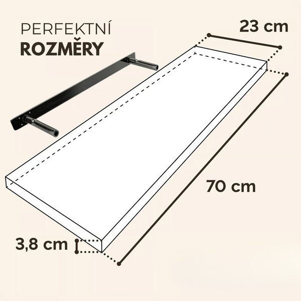 Nástěnná police FIGO + konzole, 70cm, bílá Casaria
