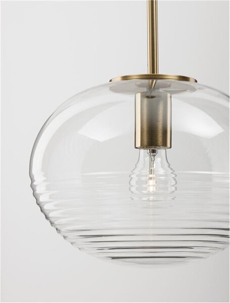 Nova Luce Závěsné svítidlo MAEVE čiré sklo bílá kabel mosazný zlatý kov E27 1x12W