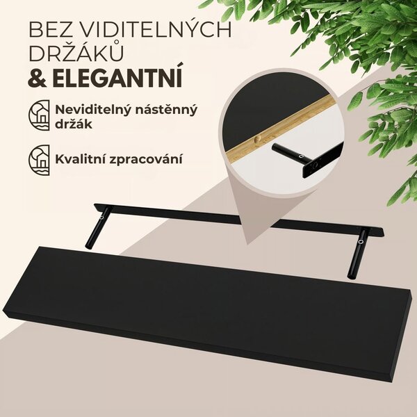 Nástěnná police FIGO + konzole, 110cm, černá Casaria