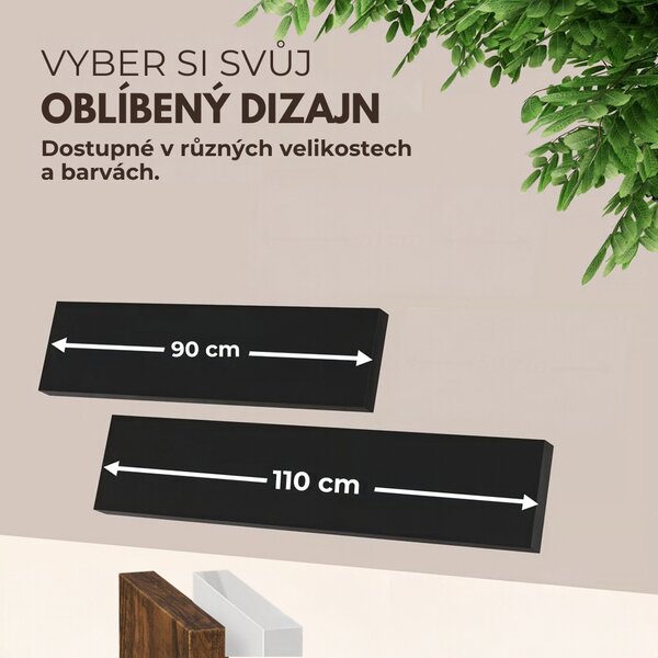 Nástěnná police FIGO + konzole, 110cm, černá Casaria
