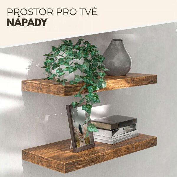 Nástěnná police FIGO + konzole, 50cm, tmavý dub Casaria