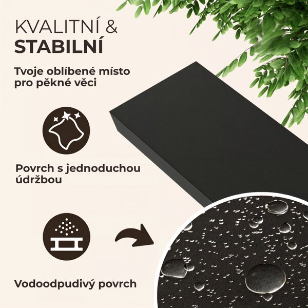 Nástěnná police FIGO + konzole, 110cm, černá Casaria